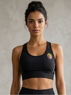 NWT PUMA Women’s Black Sports Bra Rainbow Logo Workout Athletic- Size Small